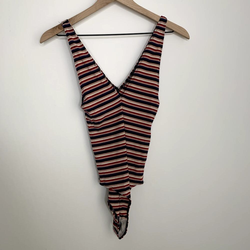 Reformation Bodysuit Red Blue White Stripe Top Womens Small - Picture 2 of 11